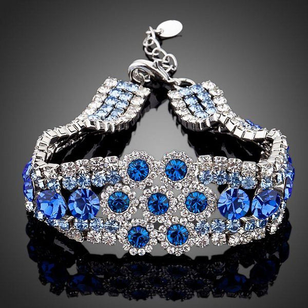 KHAISTA sea blue princess crystal bracelet on white background