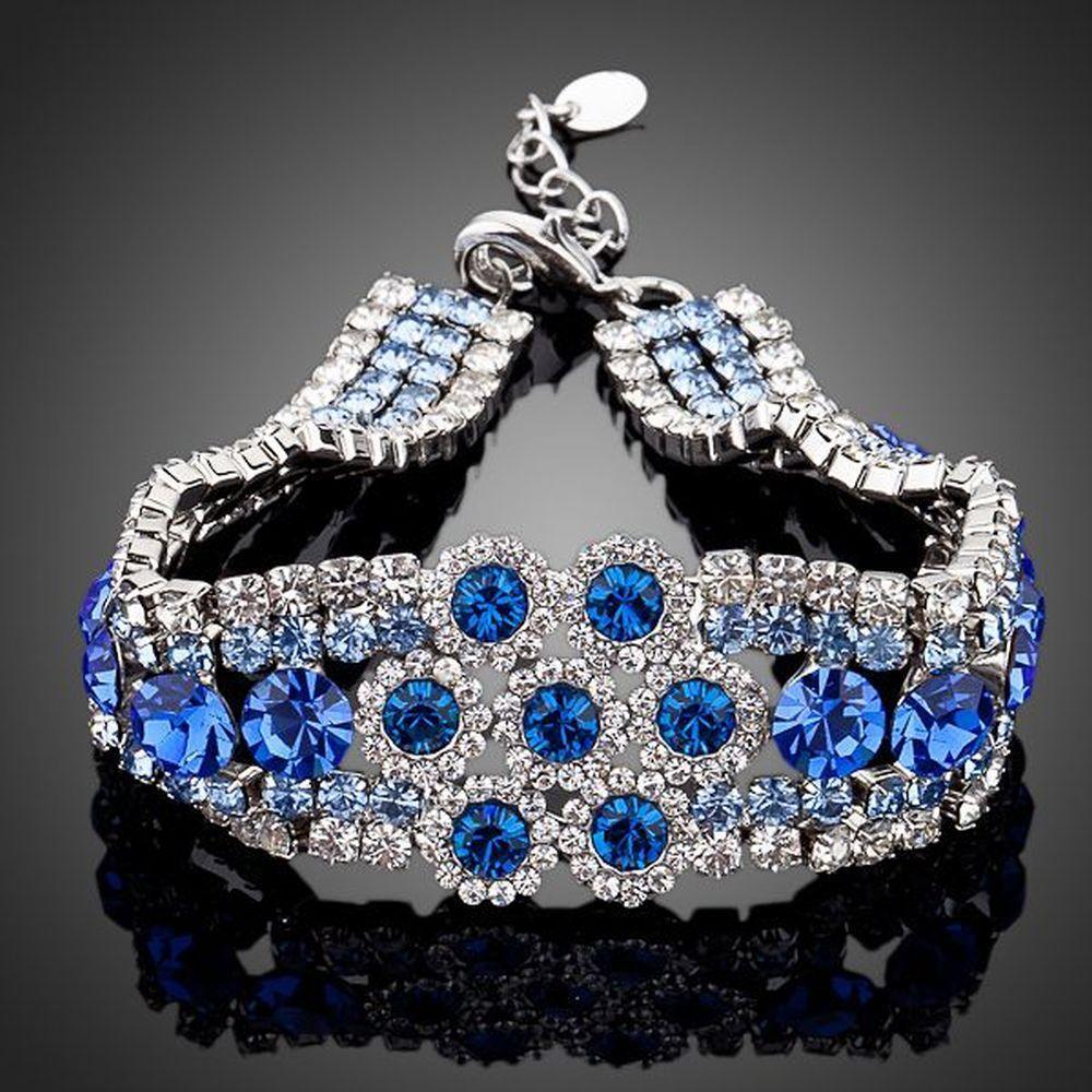 Sea Blue Princess Style Crystal Bracelet - KHAISTA Fashion Jewellery