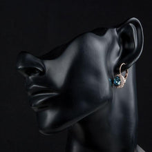 Load image into Gallery viewer, Sea Blue Round Crystal Earrings - KHAISTA Fashion Jewellery
