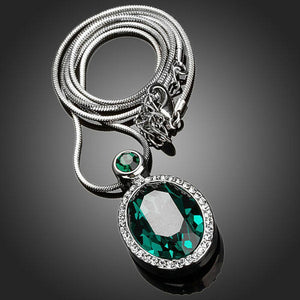 Sea Green Crystal Pendant Necklace - KHAISTA Fashion Jewellery