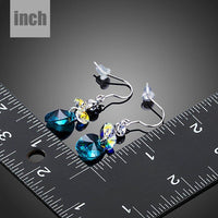 sea blue rhinestone crystal drop earrings detail view by KHAISTA