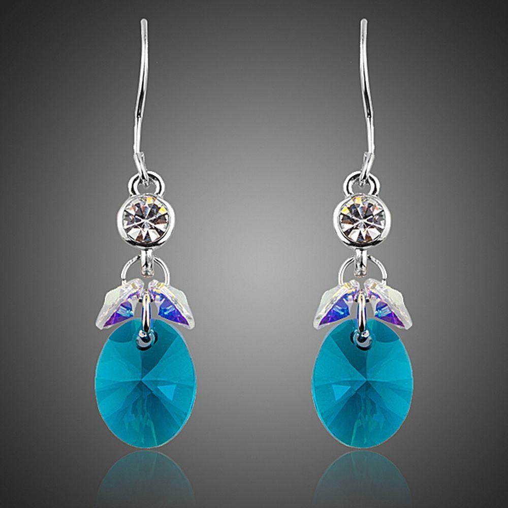 SeaBlue Rhinestone Crystal Drop Earrings - KHAISTA Fashion Jewellery