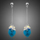 Sea Blue Rhinestone Heart Drop Earrings