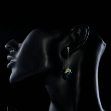 Load image into Gallery viewer, SeaBlue Rhinestone Heart Drop Earrings - KHAISTA Fashion Jewellery
