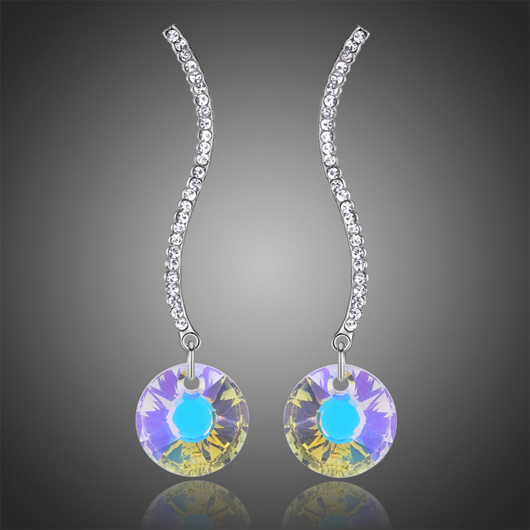 Shiny Arc Long Dangle Drop Earrings -KPE0331 - KHAISTA Fashion Jewellery