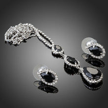 Load image into Gallery viewer, Shiny Black Water drop Stud Earrings Necklace Set - KHAISTA Fashion Jewellery
