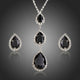 Shiny Black Waterdrop Stud Earrings and Necklace Set