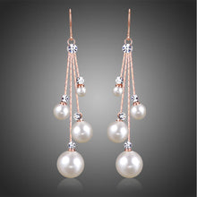 Load image into Gallery viewer, Simulated Pearl Chain Dangle Hook Earrings -KPE0343 - KHAISTA Fashion Jewellery
