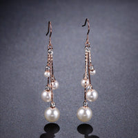 pearl chain dangle hook earrings detail view by KHAISTA