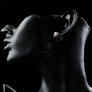 Simulated Pearl Crystals Stud Earrings -KPE0277 - KHAISTA Fashion Jewellery