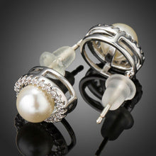 Load image into Gallery viewer, Simulated Pearl Crystals Stud Earrings -KPE0277 - KHAISTA Fashion Jewellery
