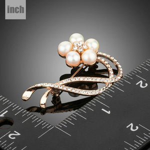 Simulated Pearl Flower Brooch - KHAISTA Fashion Jewellery
