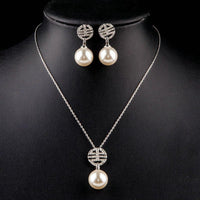 Side angle view of Khaista simulated pearl set