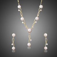 Khaista pearl vine Austrian crystal vintage necklace earrings set