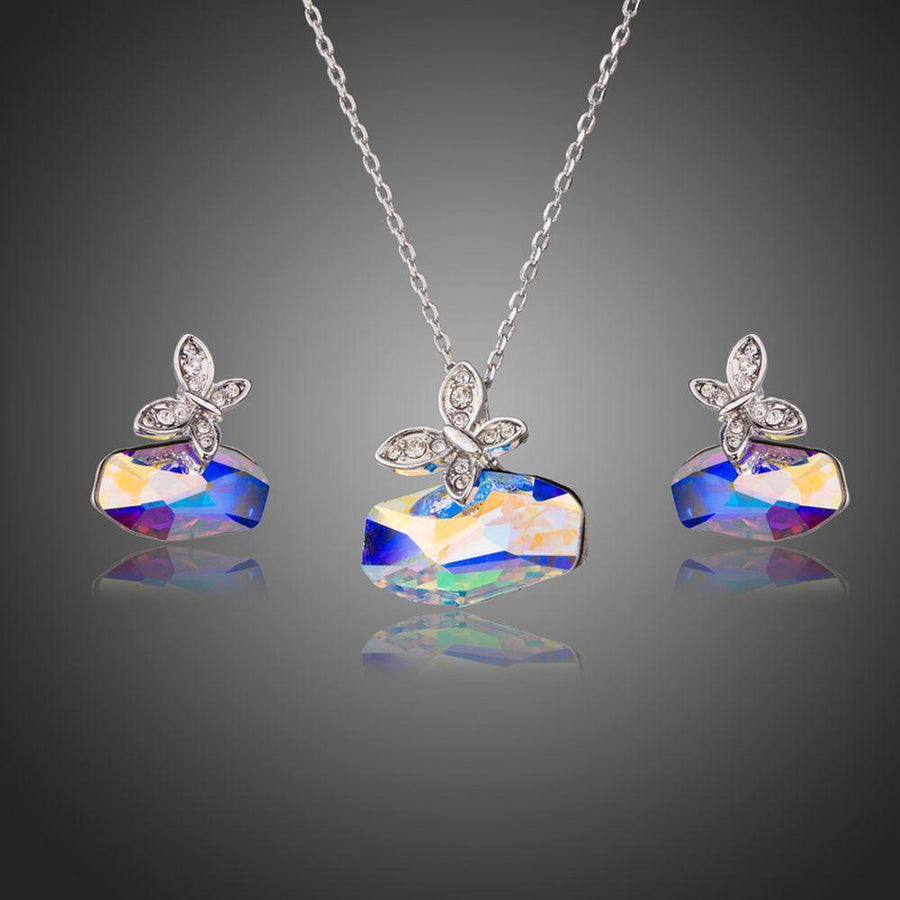 Khaista sitting butterfly crystal casual jewellery set