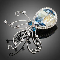 Khaista sky blue crystal octopus brooch on white background