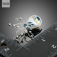 Octopus design detail on Khaista blue crystal brooch