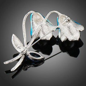 Sky Blue Oil Paint Flower Pin Brooch - KHAISTA Fashion Jewellery