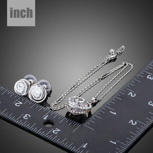 Snail Shaped Crystal Stud Earrings + Necklace Set - KHAISTA Fashion Jewellery