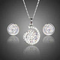 Khaista snail spiral crystal stud earrings necklace set