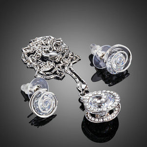 Snail Shaped Crystal Stud Earrings + Necklace Set - KHAISTA Fashion Jewellery