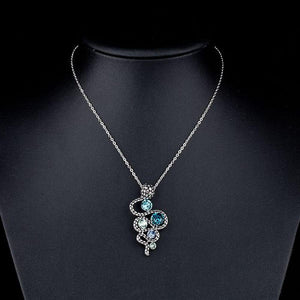 Snake Design Stellux Austrian Crystals Necklace KPN0049 - KHAISTA Fashion Jewellery