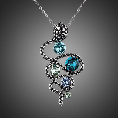 Snake Design Stellux Austrian Crystals Necklace KPN0049 - KHAISTA Fashion Jewellery