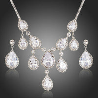 Khaista snow white waterdrop pendant necklace drop earrings set
