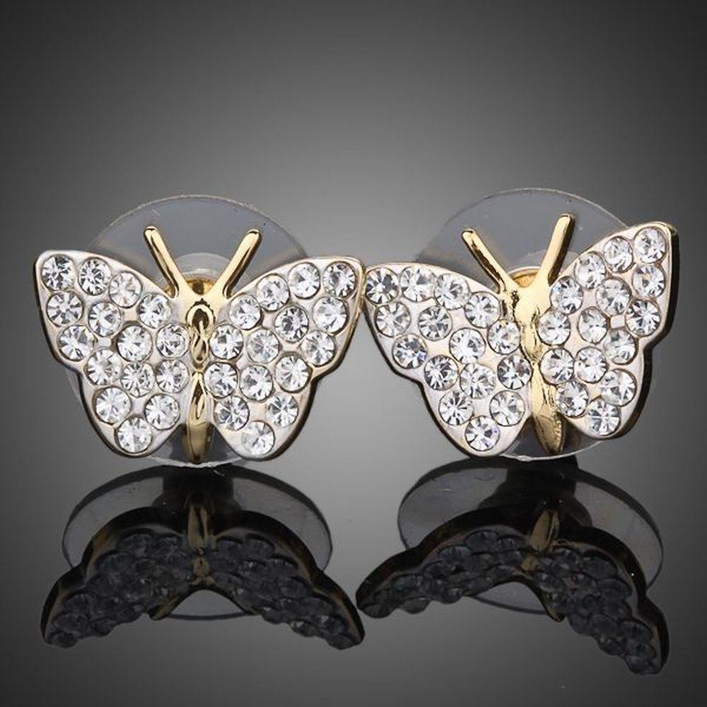 Sparkling Crystal Butterfly Stud Earrings - KHAISTA Fashion Jewellery