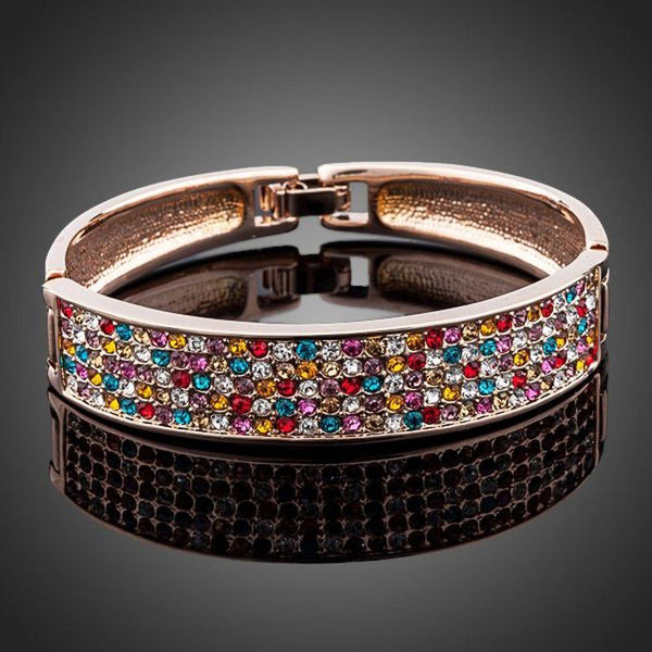 KHAISTA sparkling crystal cuff bangle on white background