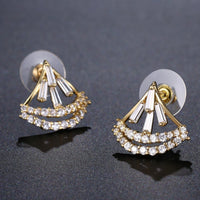 sparkling cubic zircon stud earrings detail view by KHAISTA