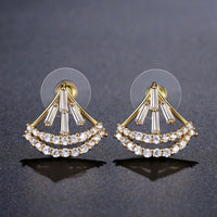 KHAISTA sparkling cubic zircon stud earrings on white background