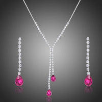 Khaista sparkling red Austrian crystal jewellery set on white background