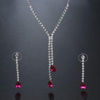 Red crystal necklace detail view by Khaista