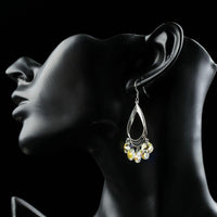 sparkly crystal drop hook earrings detail view by KHAISTA