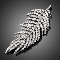 Khaista sparkly crystal leaves brooch on white background