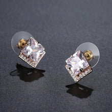 Load image into Gallery viewer, Square Cut Cubic Zirconia Stud Earrings -KPE0316 - KHAISTA Fashion Jewellery
