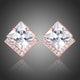 Square Cut Cubic Zirconia Stud Earrings