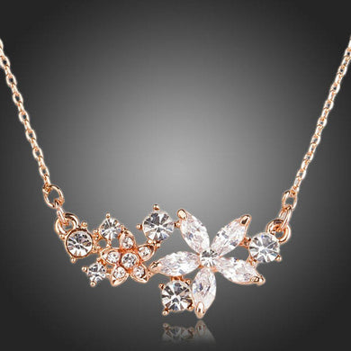 Star Flower Cubic Zirconia Necklace KPN0134 - KHAISTA Fashion Jewellery