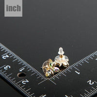 Stellux Austrian crystal flower stud earrings detail view by KHAISTA
