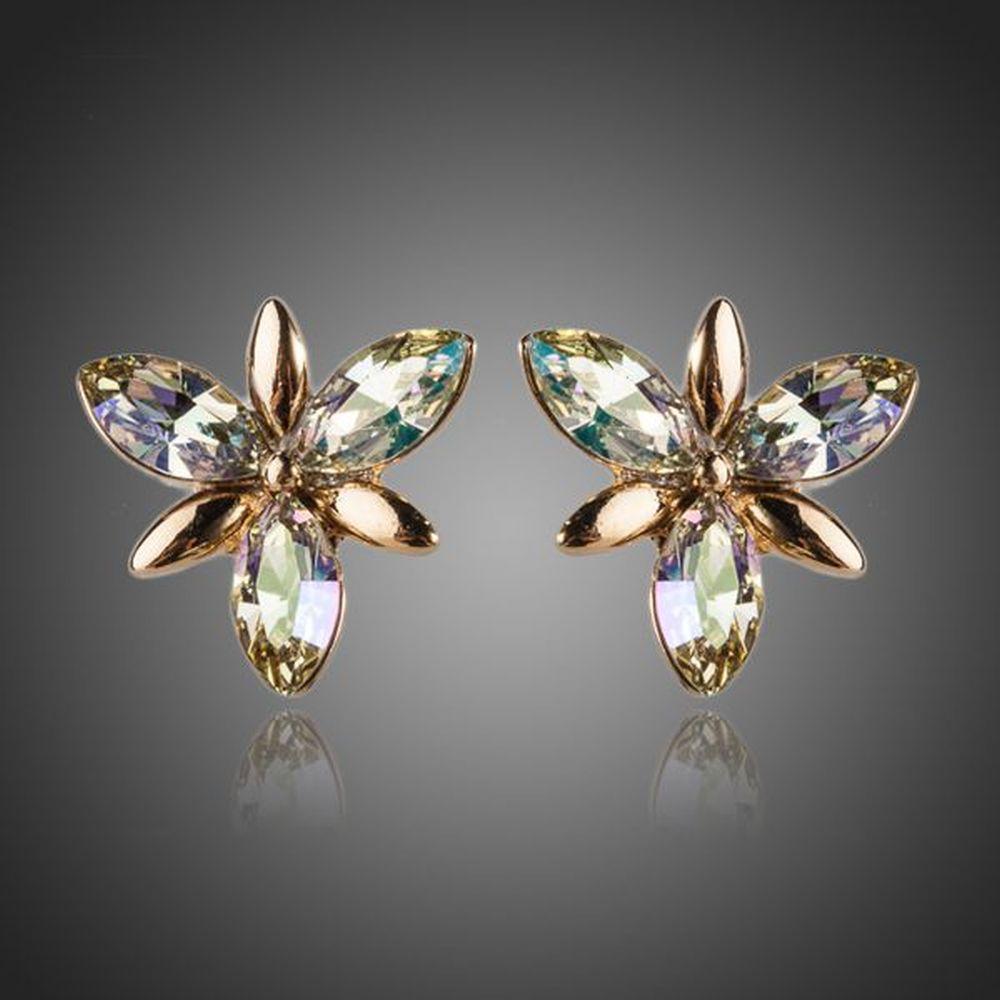 Stellux Austrian Crystal Flower Stud Earrings -KPE0054 - KHAISTA Fashion Jewellery