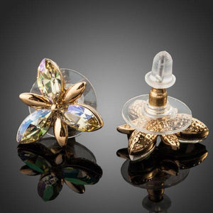 Stellux Austrian Crystal Flower Stud Earrings -KPE0054 - KHAISTA Fashion Jewellery