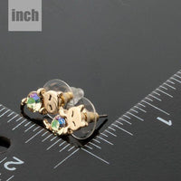 Stellux Austrian crystal stud earrings detail view by KHAISTA