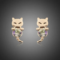 KHAISTA Stellux Austrian crystal stud earrings on white background