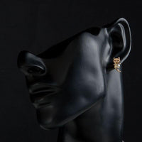 Close up of KHAISTA Stellux Austrian crystal stud earrings