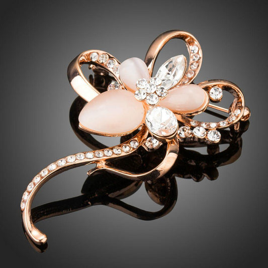 khaista stone with clear austrian crystal flower shape brooch image 1
