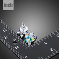 summer flower CZ stud earrings detail view by KHAISTA