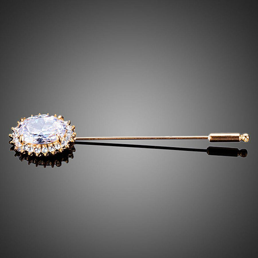 Khaista sun design crystal fashion brooch on white background