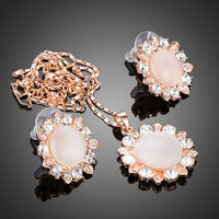 Close-up of sun opal crystals on Khaista set