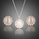Sun Opal Crystal Stud Earrings and Pendant Necklace Set